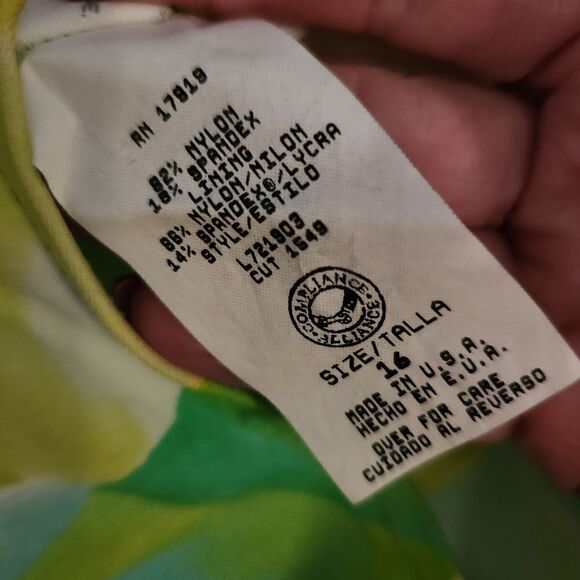 Liz Claiborne Vintage One Piece Lightly Padded High Thigh Swimsuit Size 16 - Picture 8 of 9